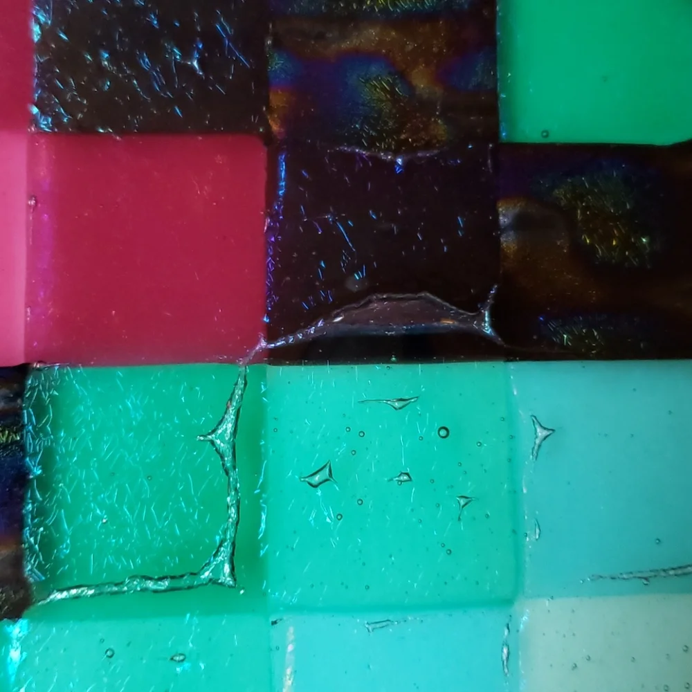 Fused Glass Squares Decorative Plate Platter from Seattle Washington Art Gallery - Picture 10 of 14